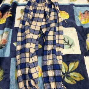 H&M Blue and Beige Checkered Scarf